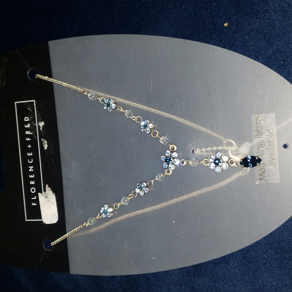 Florence + Fred beautiful blue flower necklace